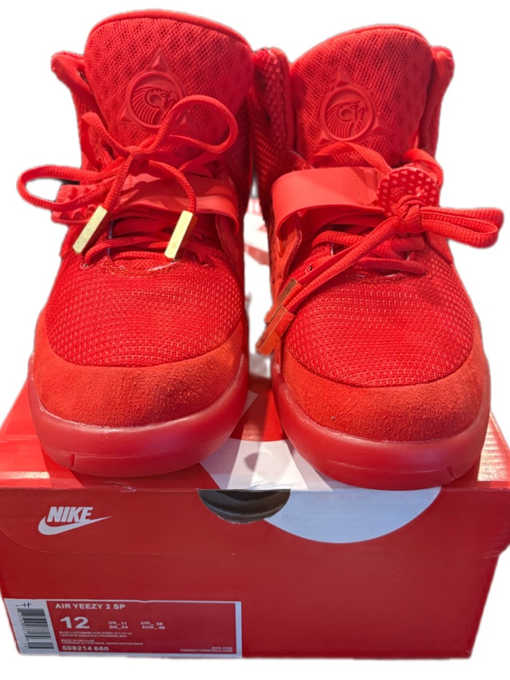 Nike Men's Air Yeezy 2 SP Red October All-Red High-Top Sneakers